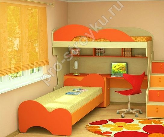 двухъярусная кровать в детской комнате